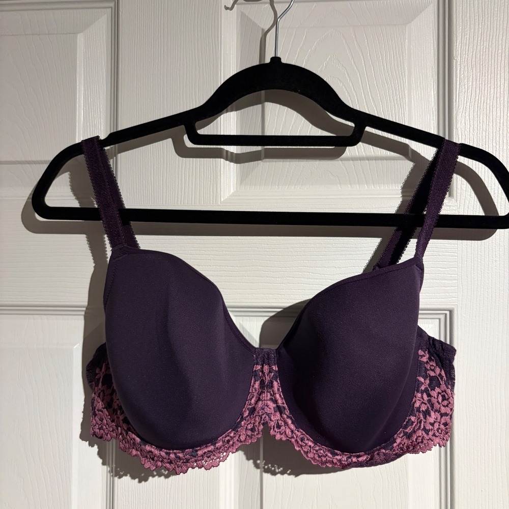Wacoal Retro Chic Full Figure Underwire Bra Purple Lilac Lace 853191 Size 38D
